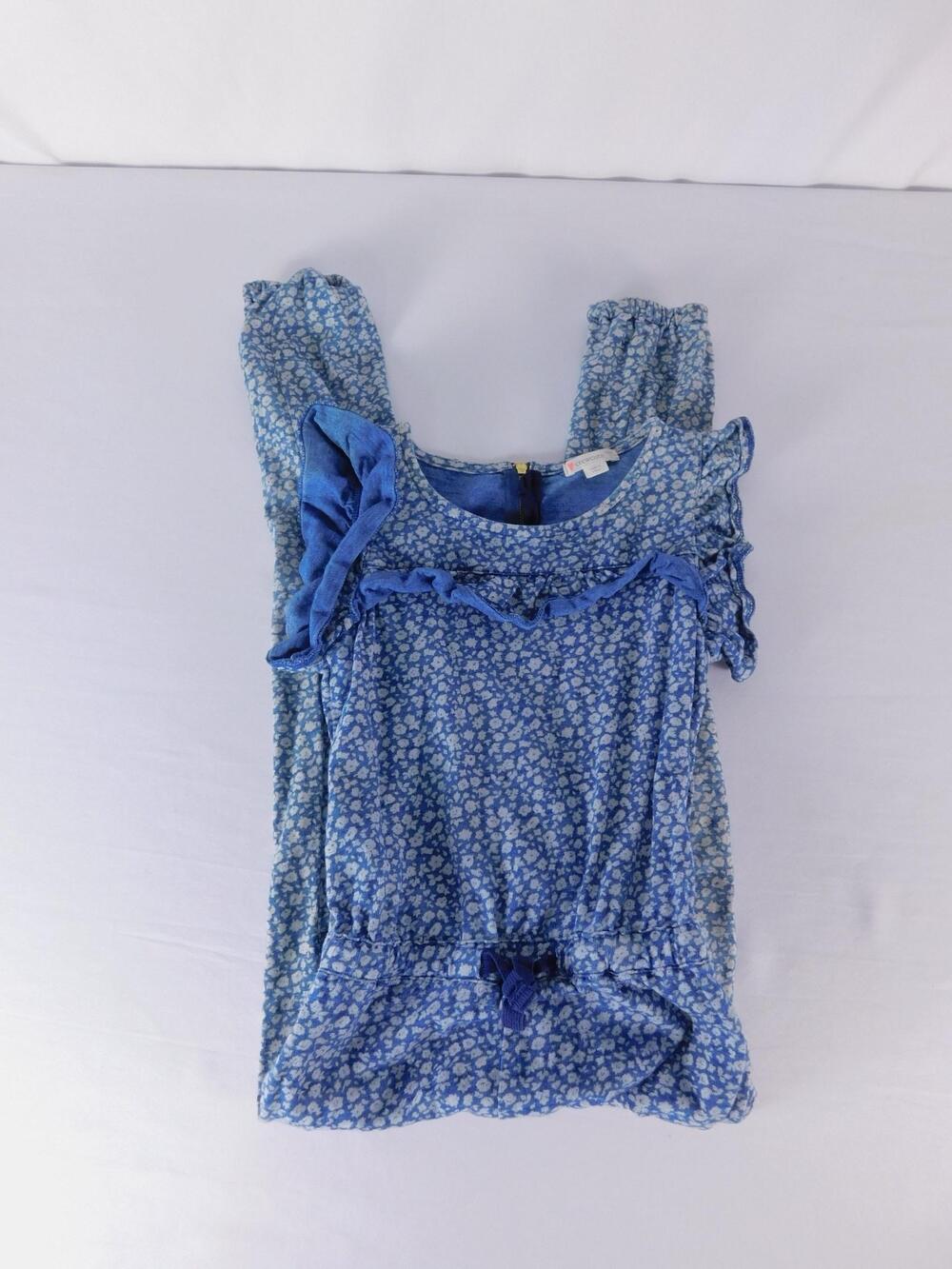 Crewcuts Jumpsuit Girls 7 Blue Floral Ruffle Elastic Waist One Piece Summer